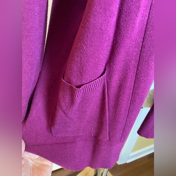 Pink Clover Women’s Magenta Raspberry Open Front Knit Cardigan Size XL Pockets - Picture 3 of 10